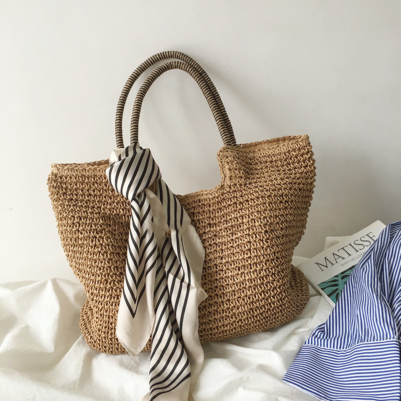 Vintage Straw Bag Large Capacity Woven Tote
