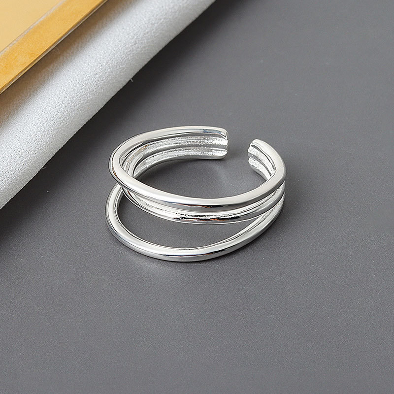Niche Very Simple Three-Layer Line Opening Female Ring Personality Trendy Net Red Ring