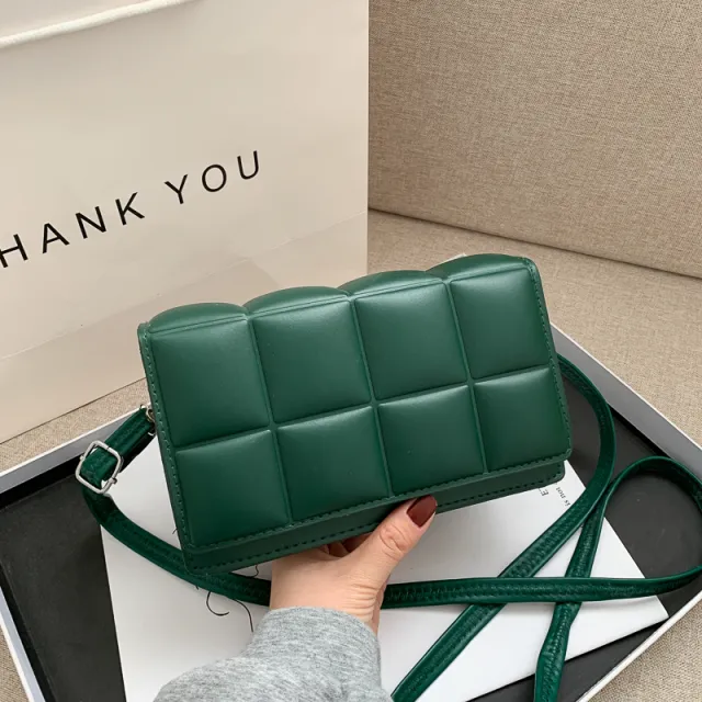 Fashion Embroidered Thread, Western Style, Messenger, Small Square Bag, Simple Texture, Shoulder Bag Green - Shop at LoveMi