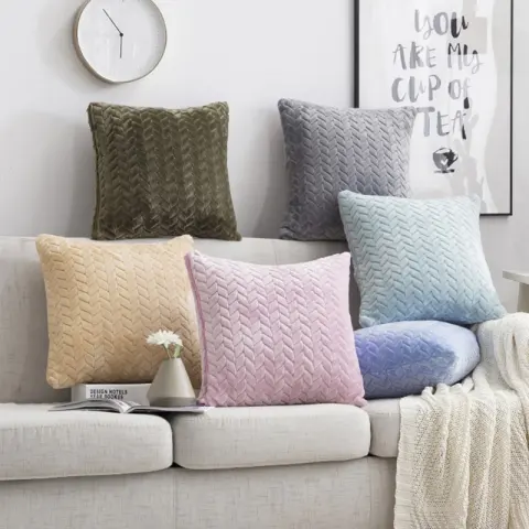 Flannel Solid Color Throw Pillow Sofa Cover Cushion Nordic
