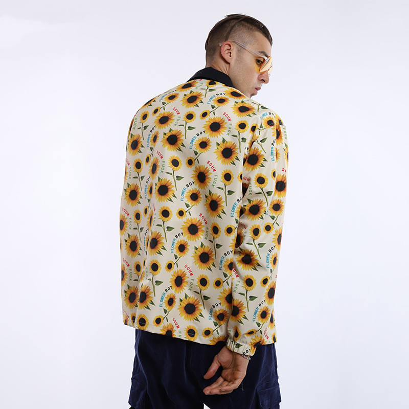 English Alphabet Pattern Stand-Collar Men'S Jacket Jacket