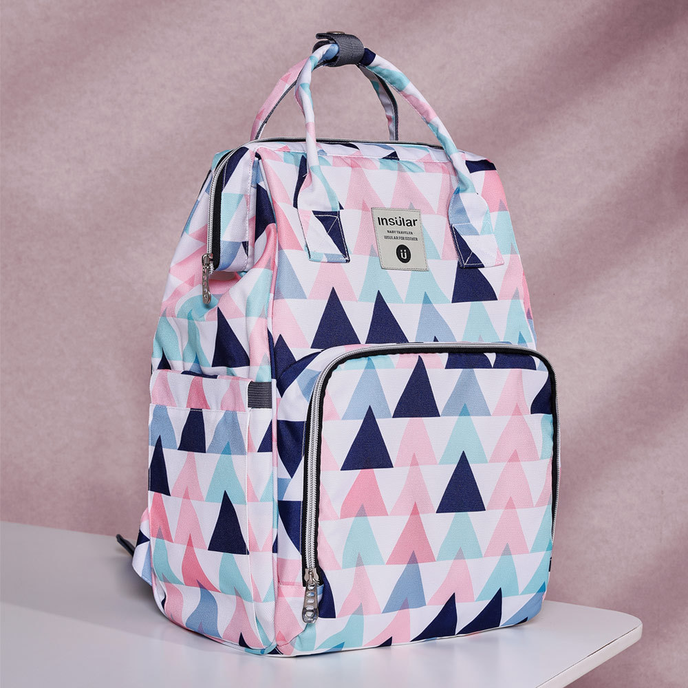 Large Capacity Printed Mommy Bag Multifunctional Waterproof Mother And Baby Outing Backpack Geometry L - Shop at LoveMi