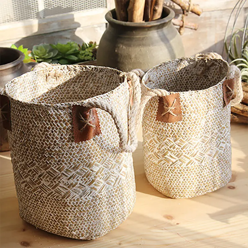 Rural Style Storage Of Natural Straw Woven