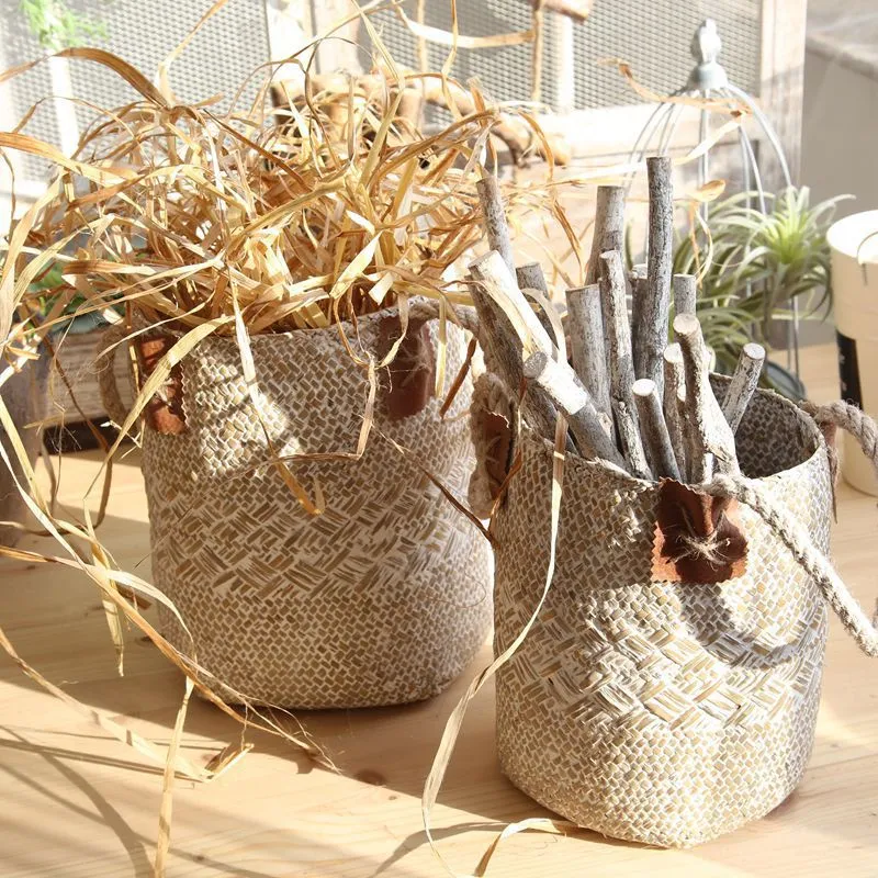 Rural Style Storage Of Natural Straw Woven Flower Pots – image 6