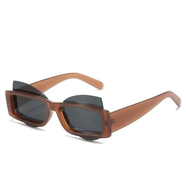 Glasses Fashion Cat Glasses PC Lens Carved Glasses Tea Frame Gray Flakes - Shop at LoveMi