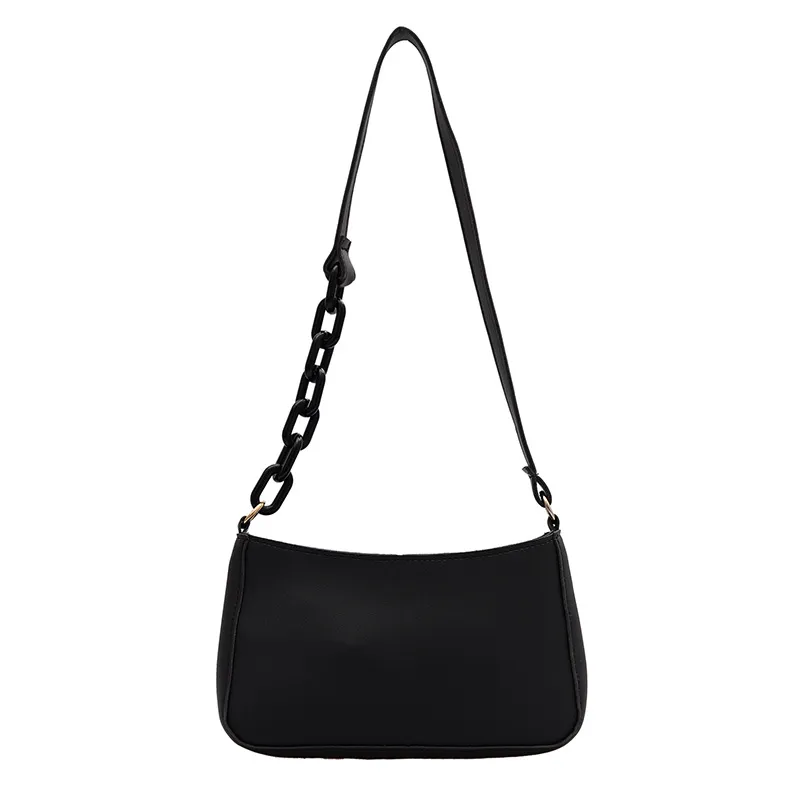 Spring And Summer Candy Colour Texture Dumpling Bag Ins Wild Texture One-Shoulder Portable Underarm Bag - Black