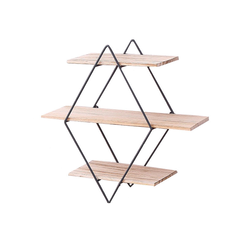 Title 4, Diamond Iron Wooden Wall Bookshelf Shelf Retro ...