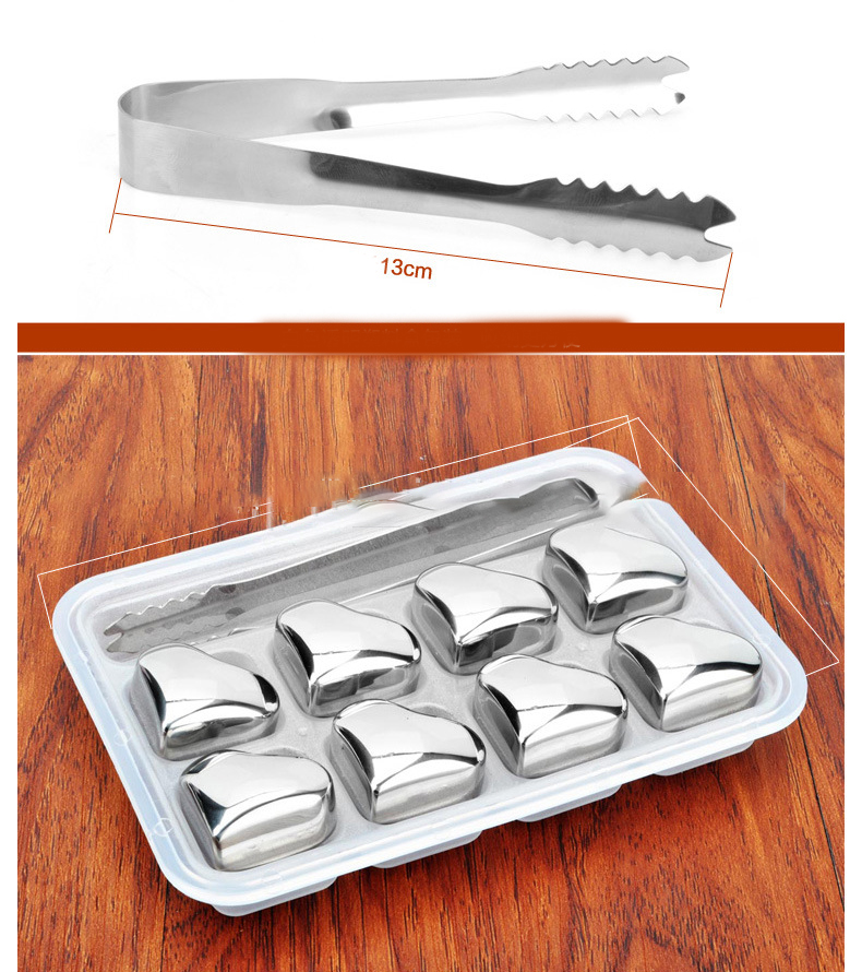 304 Stainless Steel Quick-frozen Ice Grains Whiskey Ice Trtar Metal Refrigeration Heart-shaped Lce Cubes