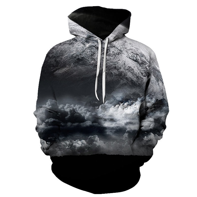 Loose Hooded Starry Sky 3D Digital Printing Sweater