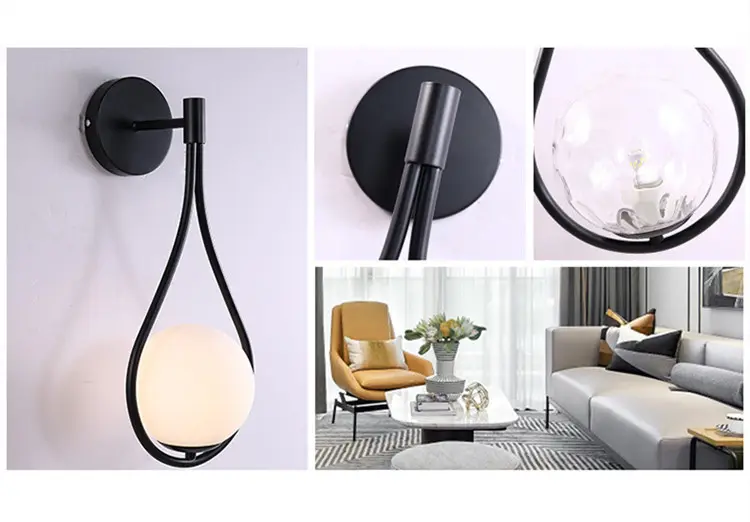Nordic Bedroom Bedside Led Wall Lamp Golden Personality Home