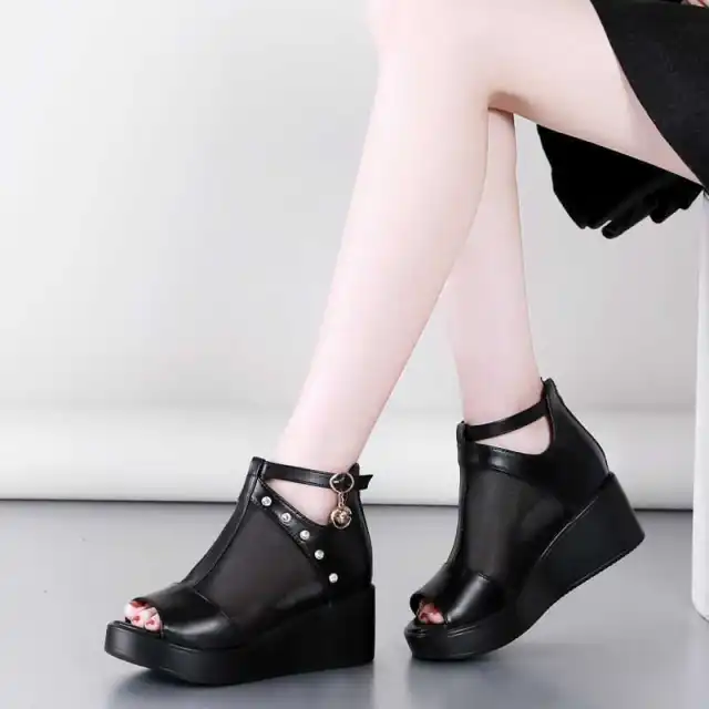 Women'S Hollow Mesh Flat Sandals Black - Shop at LoveMi