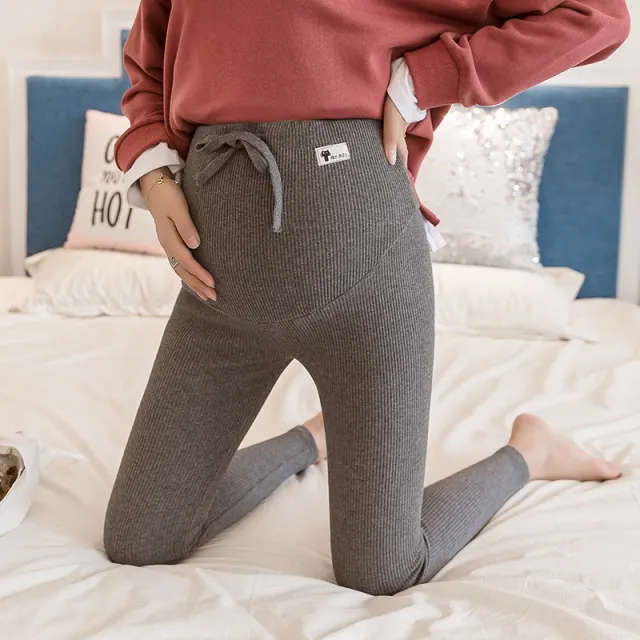 Pregnant Women'S Leggings Spring And Autumn Models New Slim Foot Pants Pregnant Women Belly Lift Pants Striped Leggings Gray - Shop at LoveMi