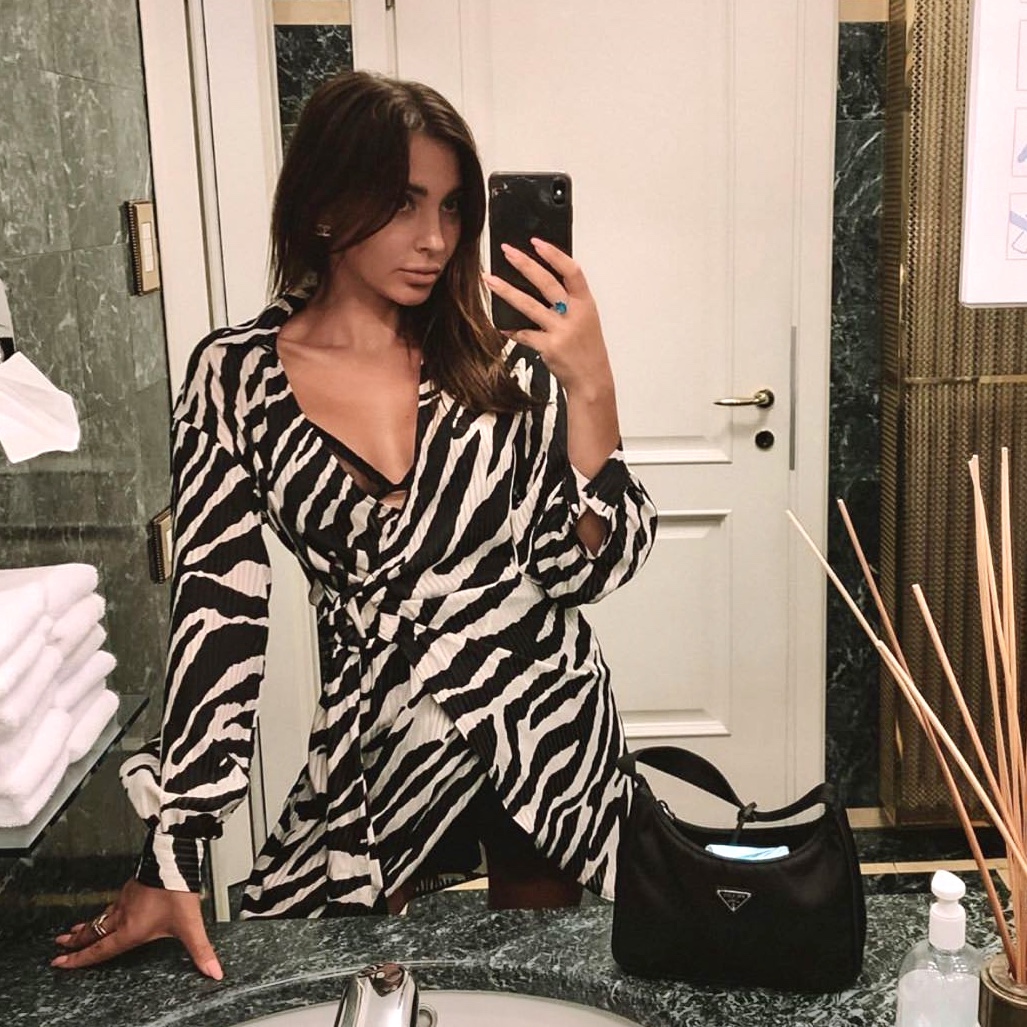 European And American Fashionable Zebra Pattern Sexy Simple Slim Long-Sleeved Shirt Dress