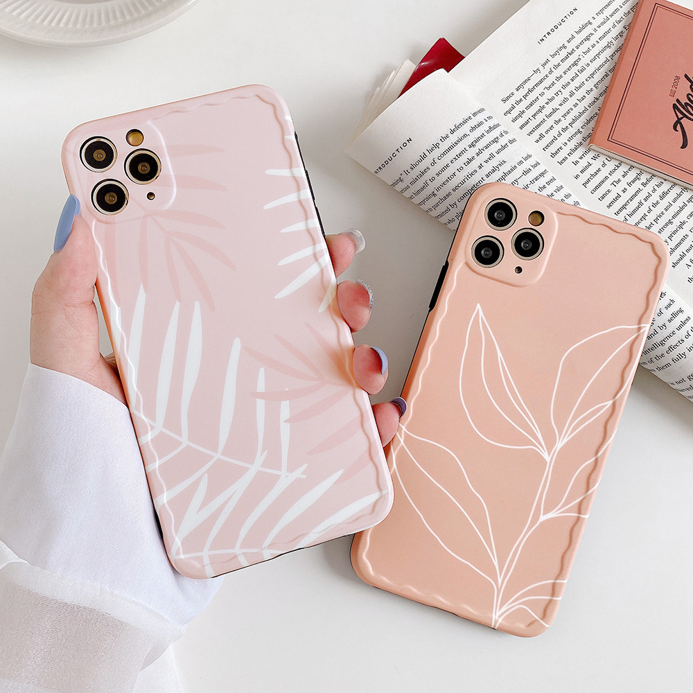 Compatible with Apple, Line Leaves Are Suitable For 12Pro Mobile Phone Case Iphone11Pro Xr 7P Two Color Anti Drop Silicone Fine Hole - Image 4