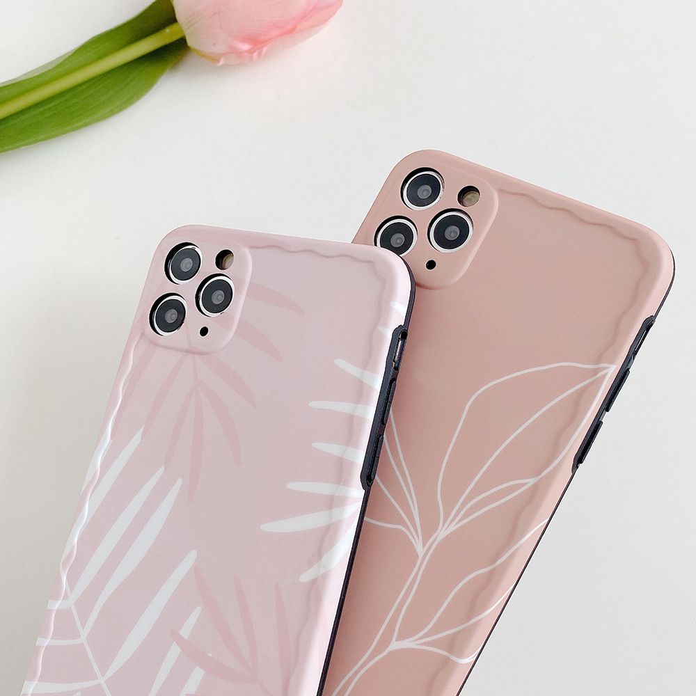 Compatible with Apple, Line Leaves Are Suitable For  12Pro Mobile Phone Case Iphone11Pro Xr 7P Two Color Anti Drop Silicone Fine Hole