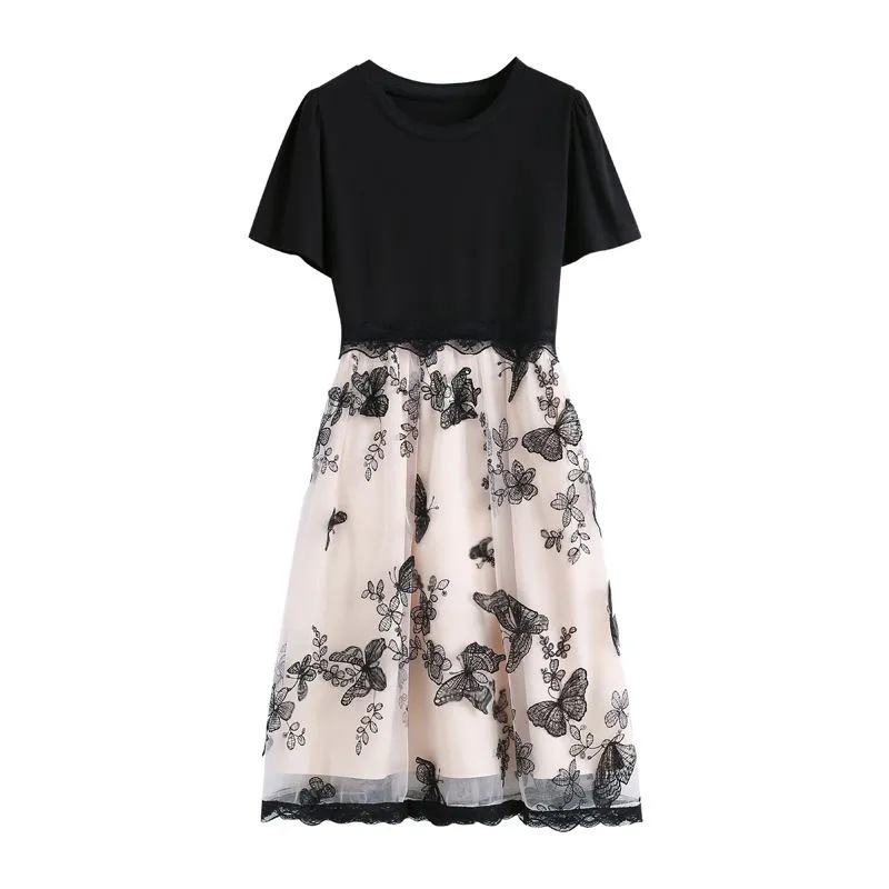 Mesh Embroidered Dress Women New Summer Dress Loose Cover Belly Was Thin Temperament… — image 1