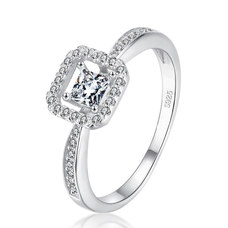 Sterling Silver Ring Female Square Hollow Popular Female Ring — foto 3