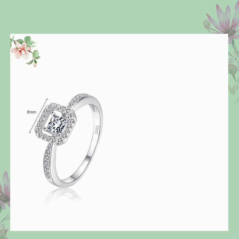 Sterling Silver Ring Female Square Hollow Popular Female Ring — foto 5