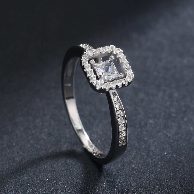 Sterling Silver Ring Female Square Hollow Popular Female Ring — foto 4