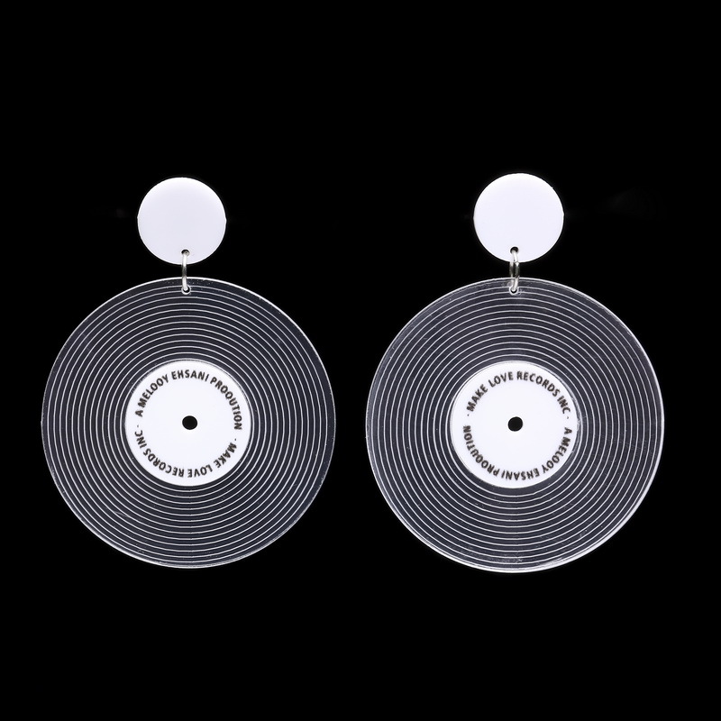 Retro Circle Earrings European And American Fashion Vinyl Record Round Earrings