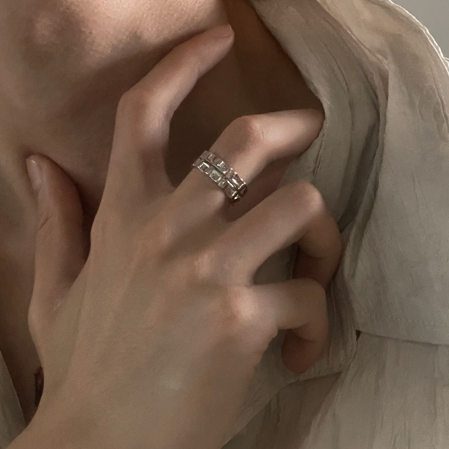 Fuzziness 925 Silver Niche Ins Style Simple Gear Ring