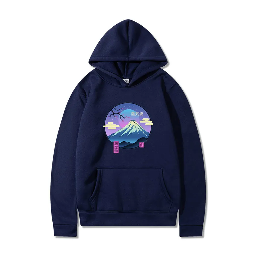 Spring And Autumn New Korean Version Harajuku Hooded Sweater Men's And Women's Picture Printed Casual Sweatshirt - Dark Blue