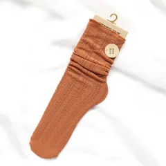New Style Hemp Pattern Elastic Wood Ears Hollow Piled Pile Of Women'S Socks - Red - View 1