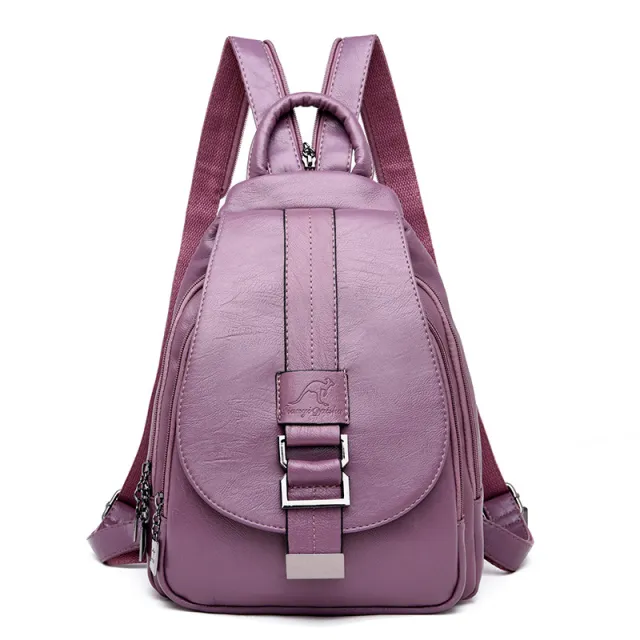 Foreign Trade Cross Border Backpack New Female Chest Bag Wild Lady Backpack Casual Soft Leather Multi Function Backpack Purple - Shop at LoveMi