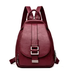 Foreign Trade Cross-Border Backpack New Female Chest Bag Wild Lady Backpack Casual Soft Leather Multi-Function Backpack - Red - View 1
