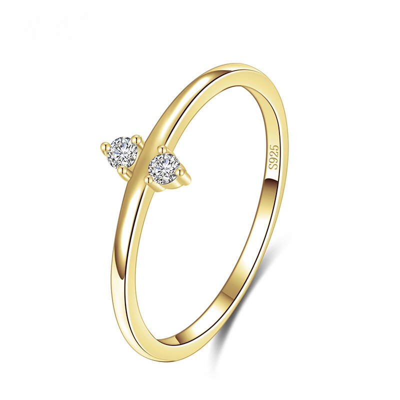 Niche Design Zircon Inlaid Ring Women