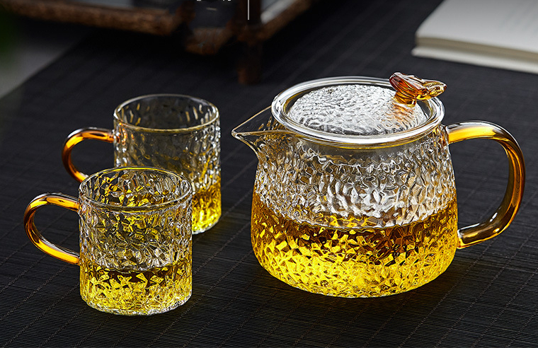 Retro Hammered Glass Teapot Set