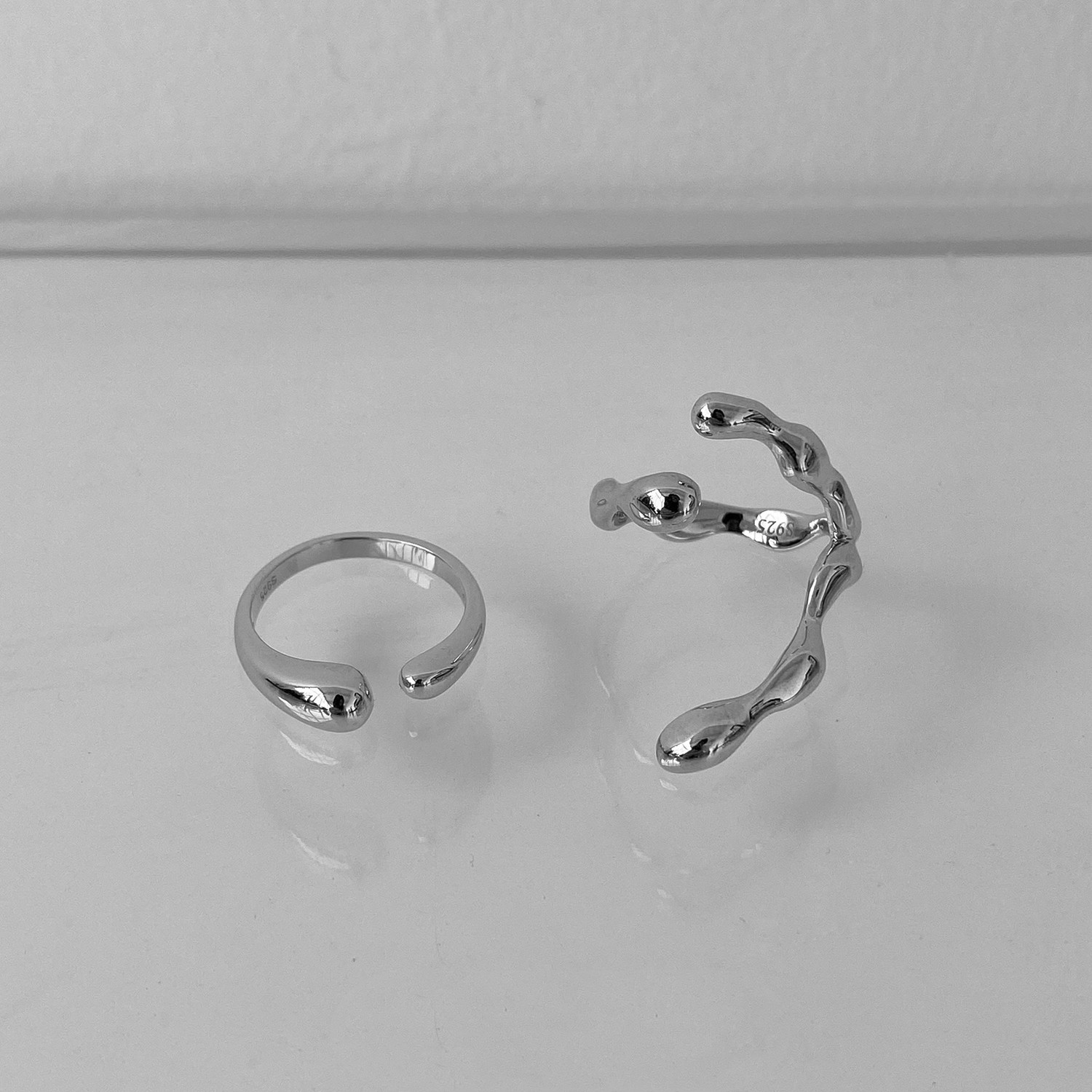 Silver Ring With Cold Personality Japan And South Korea  Drop-Shaped  Ring