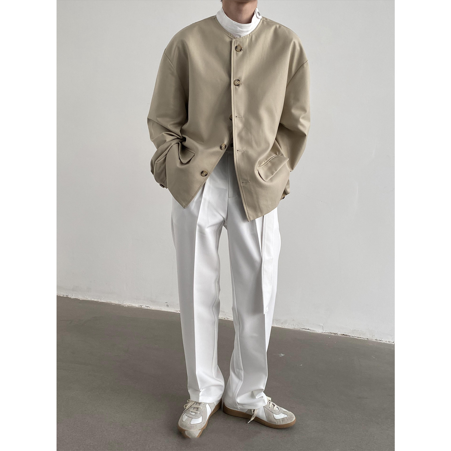 GENESISBOY 3.5  Spring New Collarless Silhouette Loose Suit Jacket