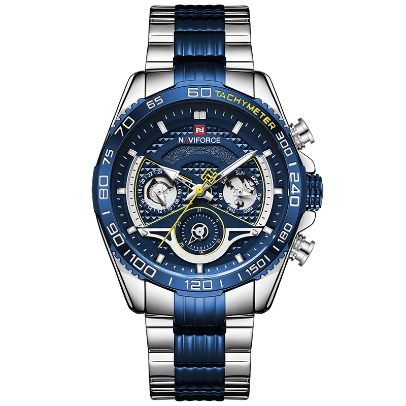 Lingxiang 9185 Men'S Watch Six-Pin Steel Band Calendar Sports