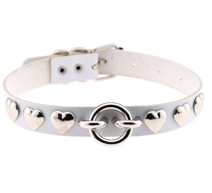 Unusual Necklace White Leather Chokers Vintage Gothic
