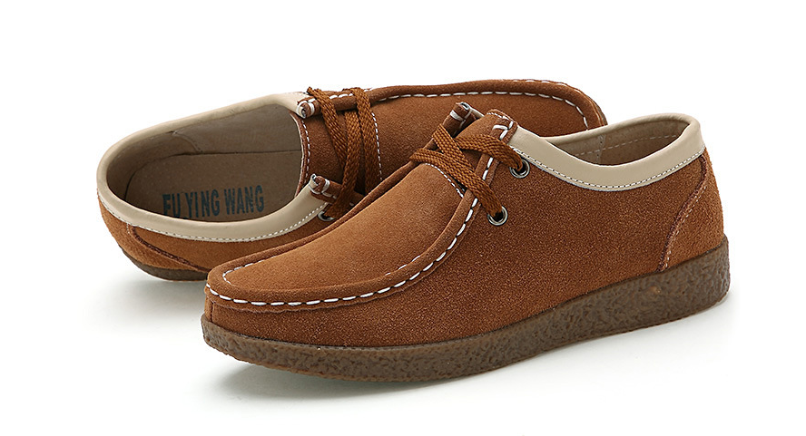 European And American New Peas Shoes Women'S Leather Round Toe Casual Shoes Leather Flat Shoes