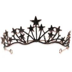 Black Crown Queen Big Crown Bridal Wedding Headdress Exaggerated Star Headband - Crown - View 1