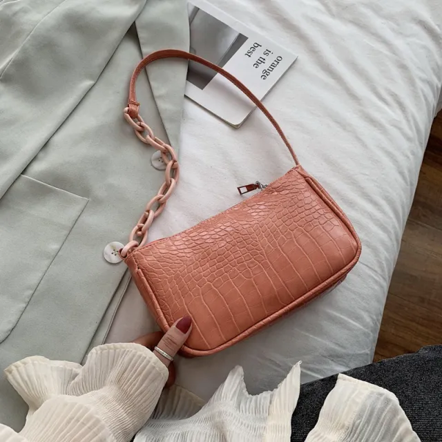 French Niche Bag Female New Fashion High End Sense Of Underarm Baguette Fashion All Match Single Shoulder Messenger Bag Orange - Shop at LoveMi