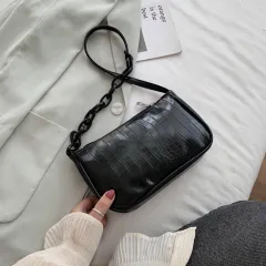 French Niche Bag Female New Fashion High End Sense Of Underarm Baguette Fashion All Match Single Shoulder Messenger Bag - Black - View 1