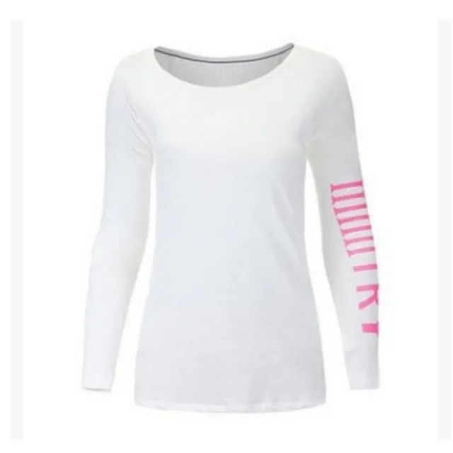 Breathable Letters Printed Hollow Sports Leisure Fitness Long Sleeve Women's T shirt White - Shop at LoveMi