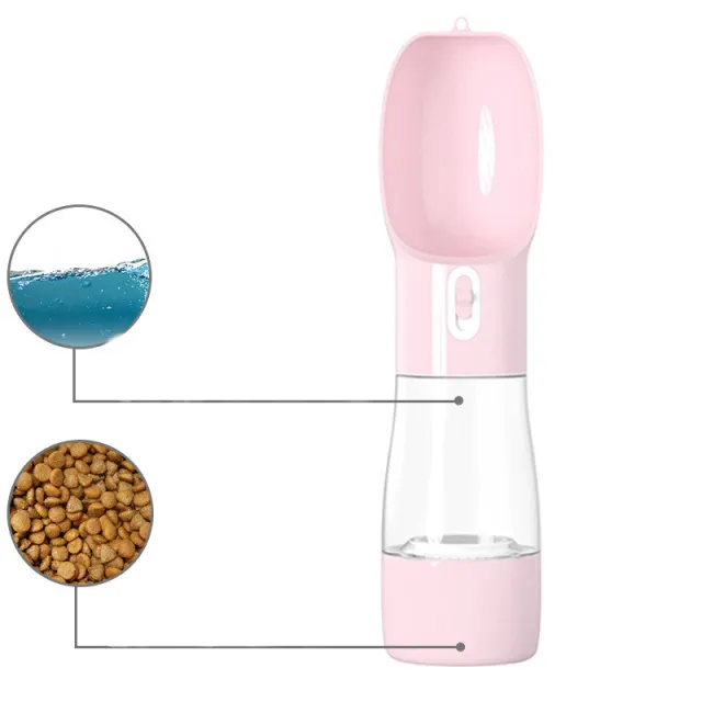 Dog Water Bottle Portable Pet Water Bottle Leak Proof Dog Water Dispenser And Food, Lightweight Dog Travel Water Bottle Bowl For Walking And Travel... Pink - Shop at LoveMi