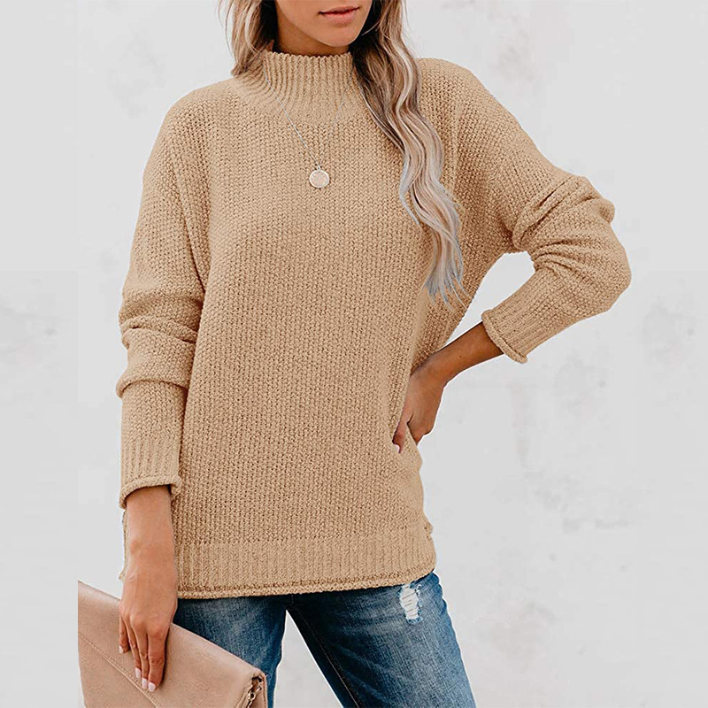 Ladies Fashion Round Neck Pullover Knitted Sweater