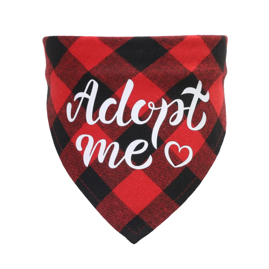Cross-Border Adopting Pet Triangle Scarf Dog Outdoor Saliva Towel Single-Layer Cotton Plaid Scarf Cat And Dog Accessories - Red