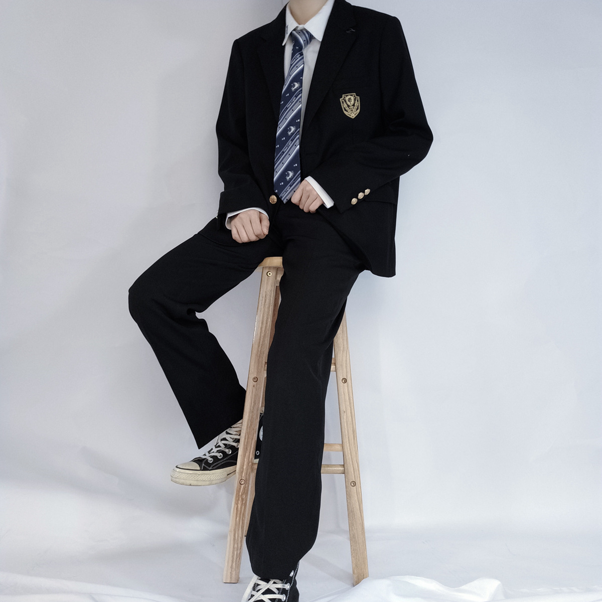 Black Straight Leg Slacks College Trousers