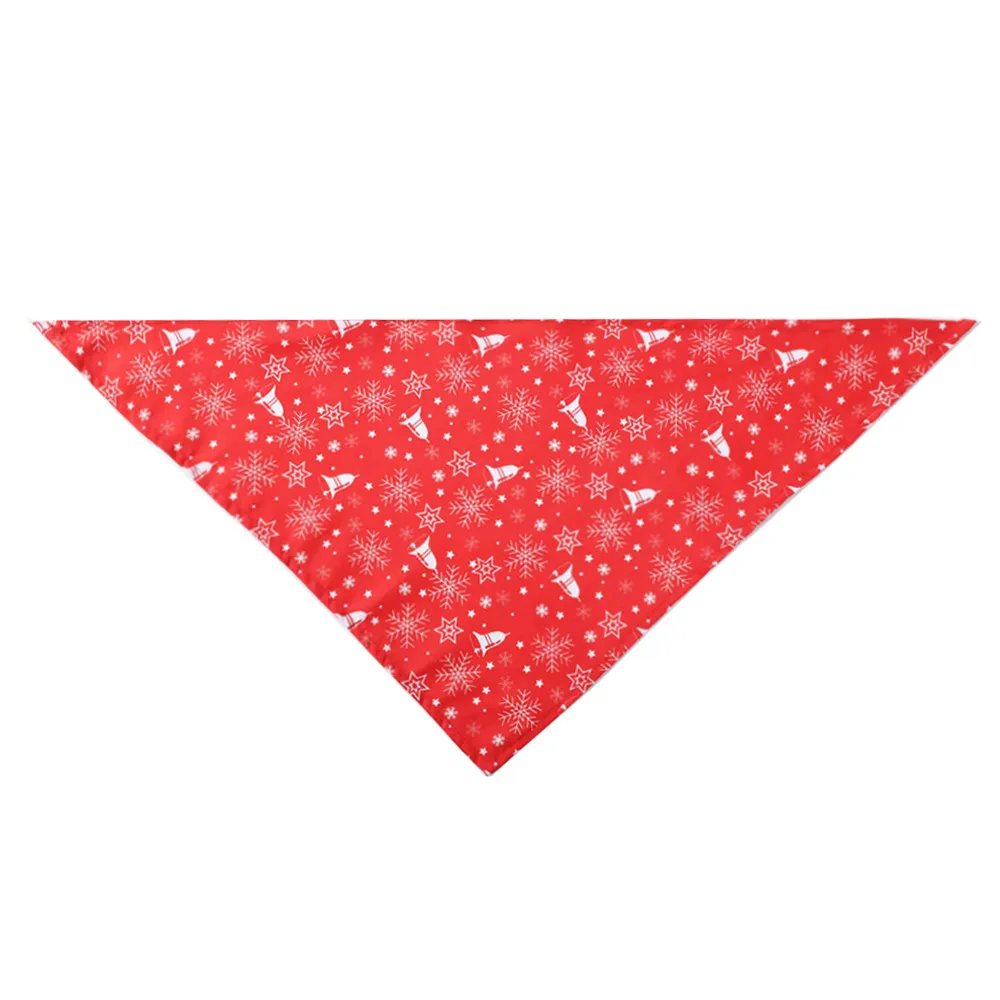 Christmas Pet Saliva Towel Dog Triangle Scarf Cat Decoration Scarf - Red Bell Snowflake