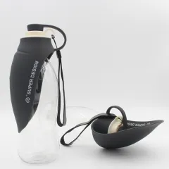 Portable Pet Water Dispenser Feeder Leak Proof With Drinking Cup Dish Bowl Dog Water Bottle - Black - View 1