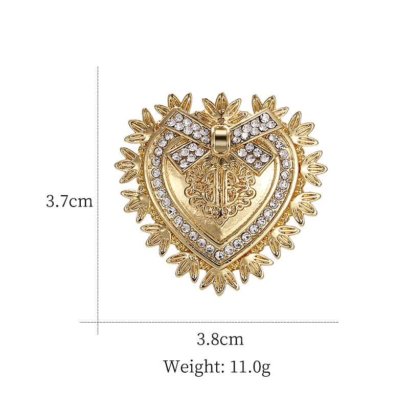 Classic Novelty Color Heart Shaped Gold Plated Ping'An Ribbon Brooch Dress Winter Clothing Accessories Photo Color - Shop at LoveMi