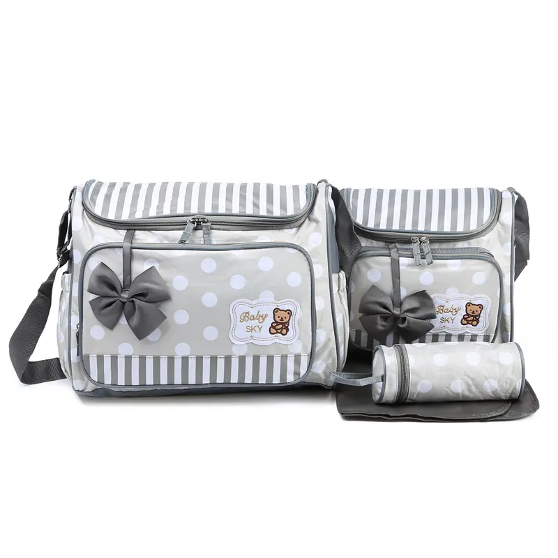 Mommy Bag Four-Piece Bowknot Outing One-Shoulder Multifunctional Large-Capacity Bag