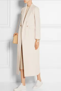 New Products For Autumn And Winter In Europe And America, Simple And Long, Loose Double-Breasted Cashmere Coat, Women'S Long Coat - Beige - View 1