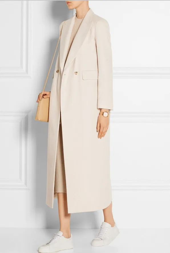 New Products For Autumn And Winter In Europe And America, Simple And Long, Loose Double Breasted Cashmere Coat, Women'S Long Coat Beige - Shop at LoveMi